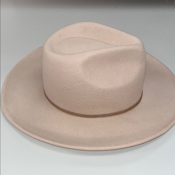 Elegant Pale Pink / Cream Fedora Hat ladies one size 100% wool - preowned - Picture 3 of 9